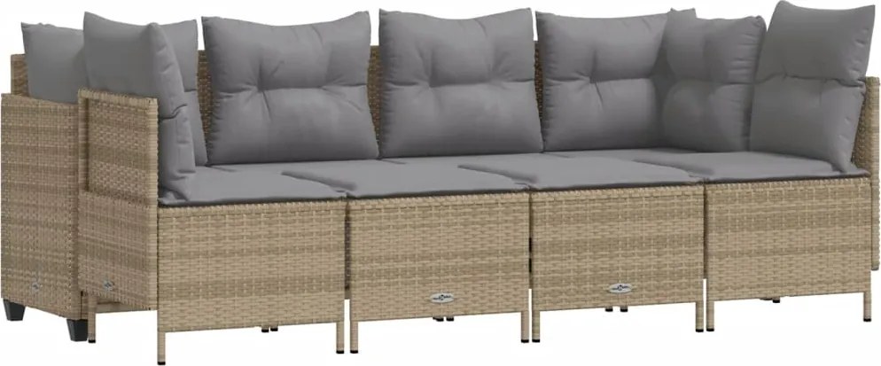 vidaXL Set canapele de grădină cu perne, 5 piese, bej, poliratan