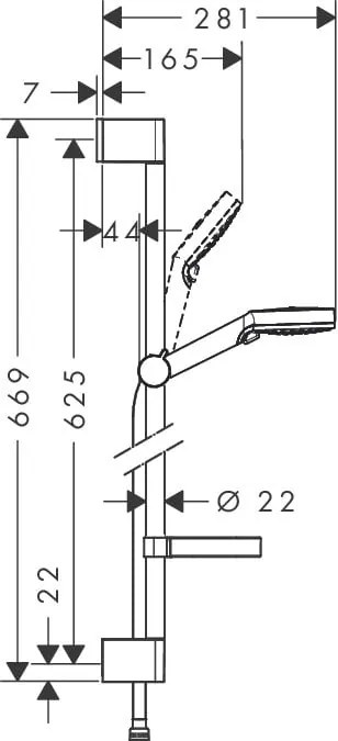 Set de dus Hansgrohe Crometta Vario, 2 jeturi, bara 0.65 m, furtun 1.60 m cu savoniera, crom - 26553400