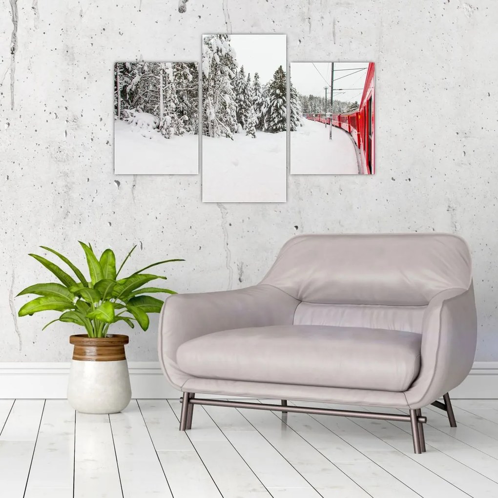 Tablou - Tren într-un peisaj înzăpezit (90x60 cm)