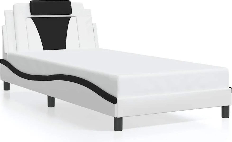 vidaXL Cadru de pat Viana fără saltea alb și negru 100x200cm piele artificială