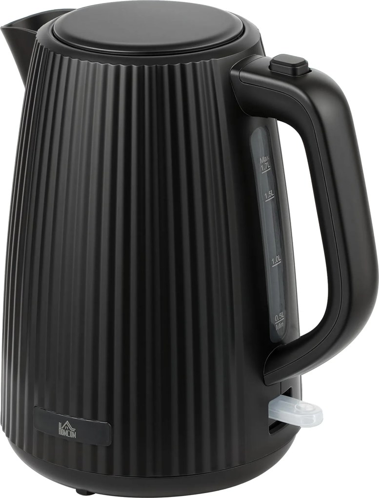 HOMCOM Fierbător Electric 1,7L 2200W cu Filtru Anticalcar Detașabil Oprire Automată Bază Rotativă 360° Negru | Aosom Romania