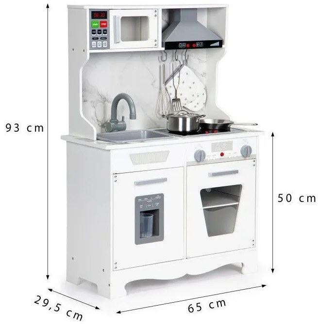 Bucătărie din lemn pentru copii cu efecte luminoase și sonore + accesorii