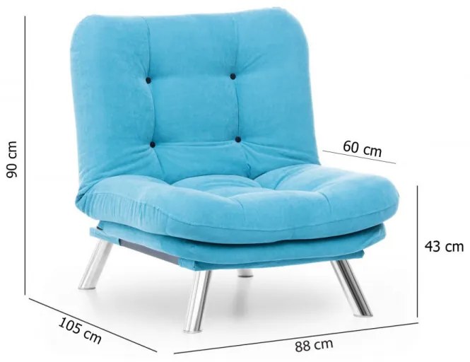Canapea cu 1 Loc Misa Solo, Turquoise