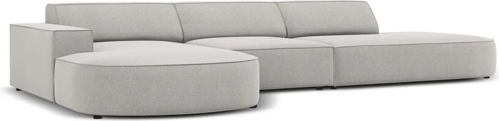 Coltar stanga 4 locuri, Jodie, Micadoni Home, BL, forma rotunjita, 342x166x70 cm, poliester, gri deschis