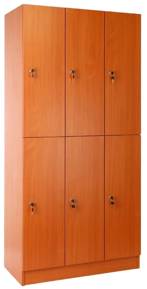 Dulap din lemn Visio - 6 cutii, 90 x 45 x 185 cm, broasca cilindrica, cires