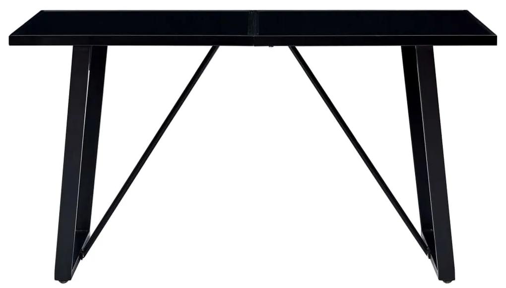 281557 vidaXL Masă de bucătărie, negru, 160 x 80 x 75 cm, sticlă securizată