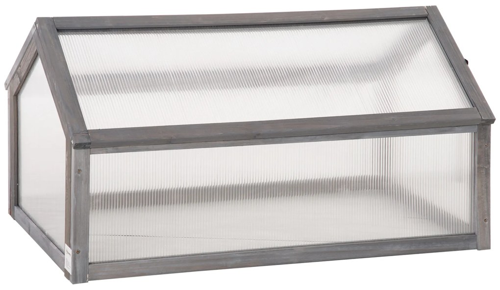 Outsunny Mini seră, Seră compactă din lemn, Plăci de policarbonat, Deschidere pentru ventilare, 90L x 52B x 49,5H cm, Gri | Aosom Romania