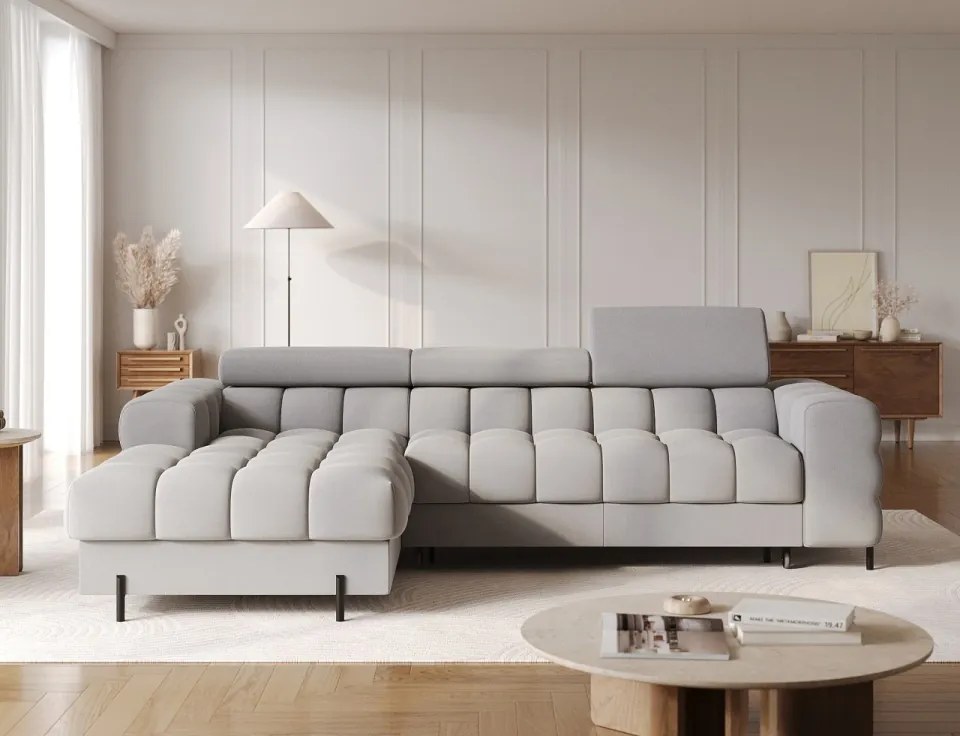 Coltar extensibil cu spatiu pentru depozitare, 285x181x93 cm, Felro L, Eltap (Culoare: Bej / Aura 18)