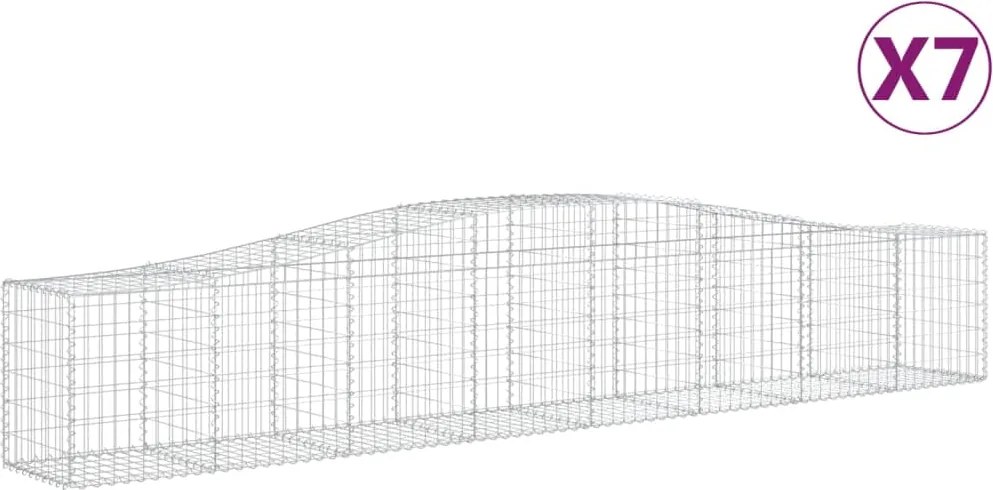 vidaXL Coșuri gabion arcuite 7 buc, 400x50x60/80 cm, fier galvanizat