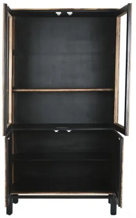 Vitrina, natur, din lemn de tec si acacia, Everly