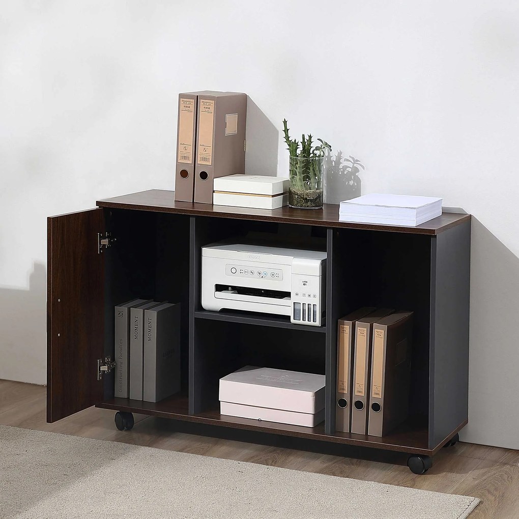 HOMCOM Dulapior Birou Elegant cu Design Funcțional, 100x40x66cm, Nuc Gri | Aosom Romania