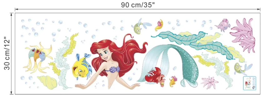 Autocolant de perete "Ariel - mica sirenă" 42x83cm