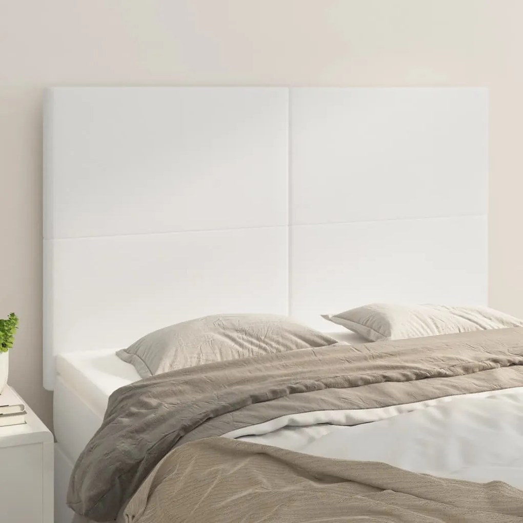 vidaXL Tăblii de pat, 4 buc, alb, 72x5x78/88 cm, piele ecologică