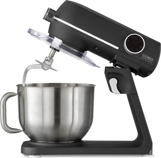 Mixer planetar Caso KM 1800 Black-E, 1800 W, 6 l, 10 viteze, Timer, Vas din inox, Comanda tactila, LED, Negru mat