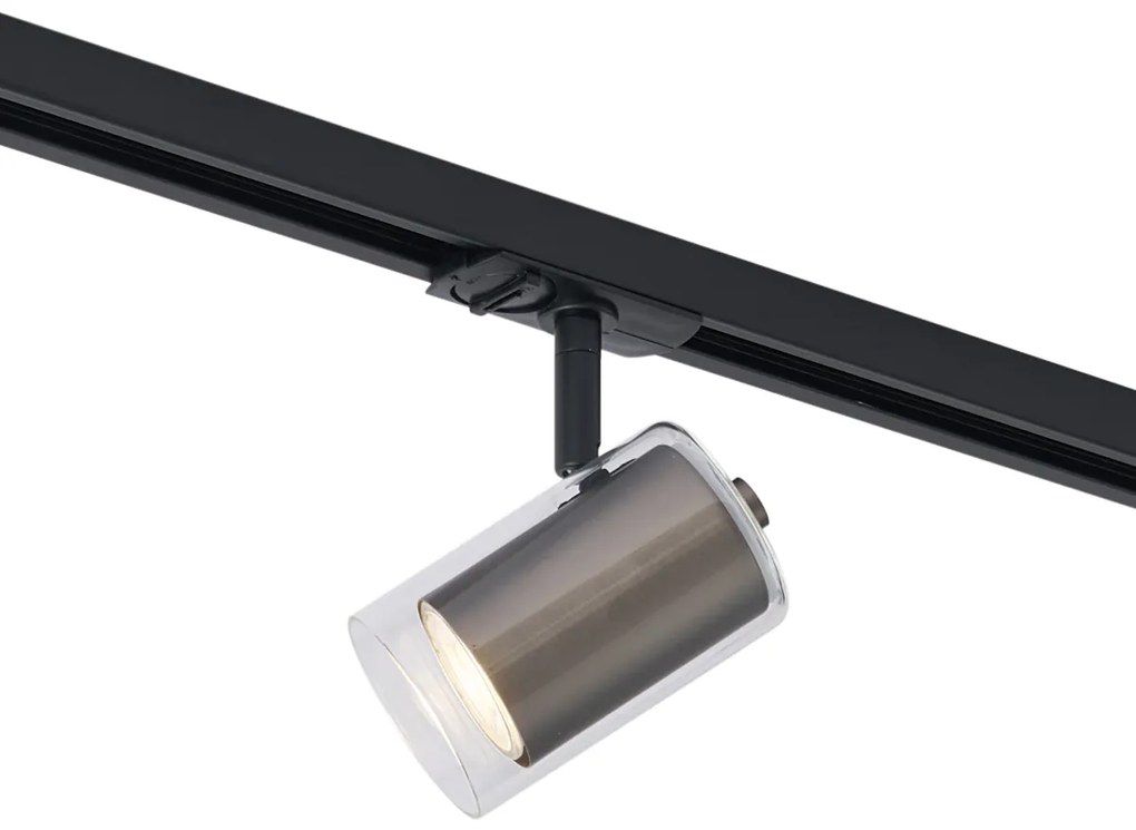 Spot modern gunmetal cu sticlă transparentă pentru sistem de șină monofazat - Iconic Lloyd