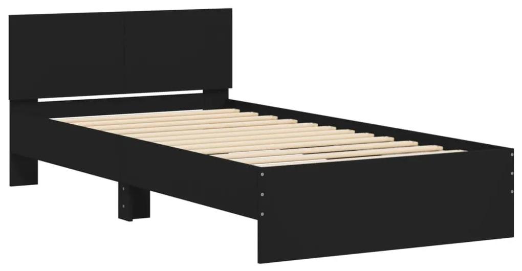 838618 vidaXL Cadru de pat cu tăblie, negru, 100x200 cm, lemn prelucrat