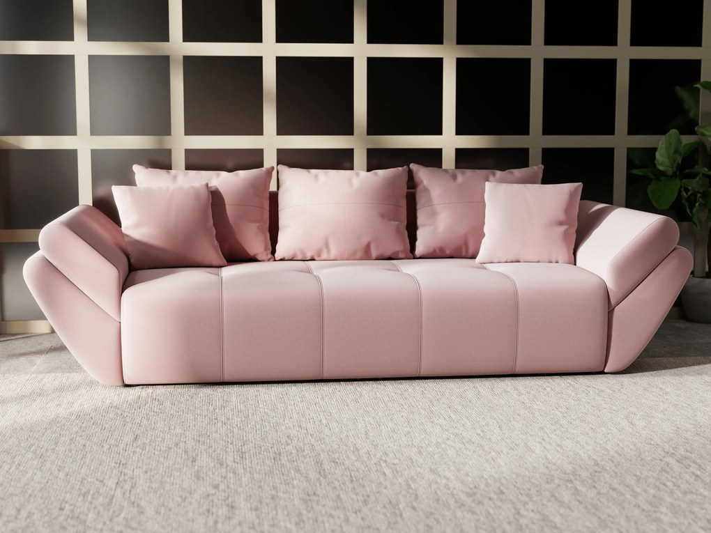 Canapea extensibilă dumonde cu ladă de depozitare si sezut confortabil din spuma high-density, Berlin Royal Pink 250x100 cm