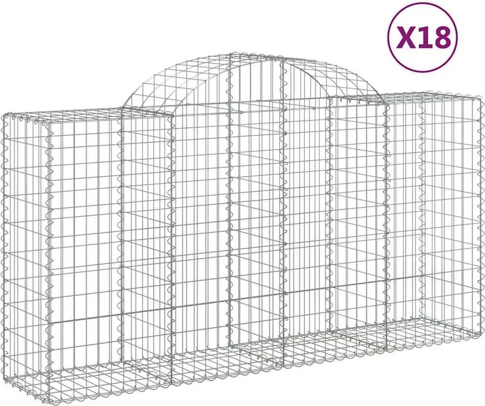 vidaXL Coșuri gabion arcuite 18 buc, 200x50x100/120cm, fier galvanizat