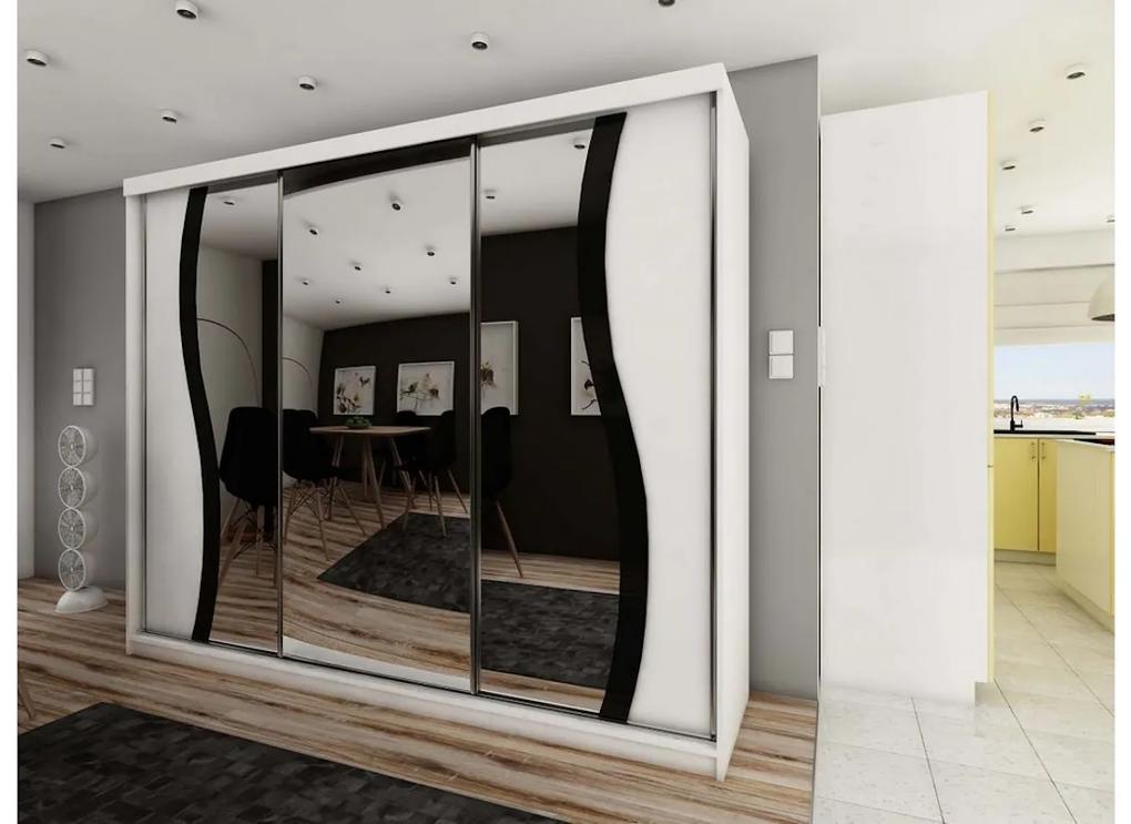 Expedo Dulap dormitor cu oglindă TALIA 9, 250x200x62, alb
