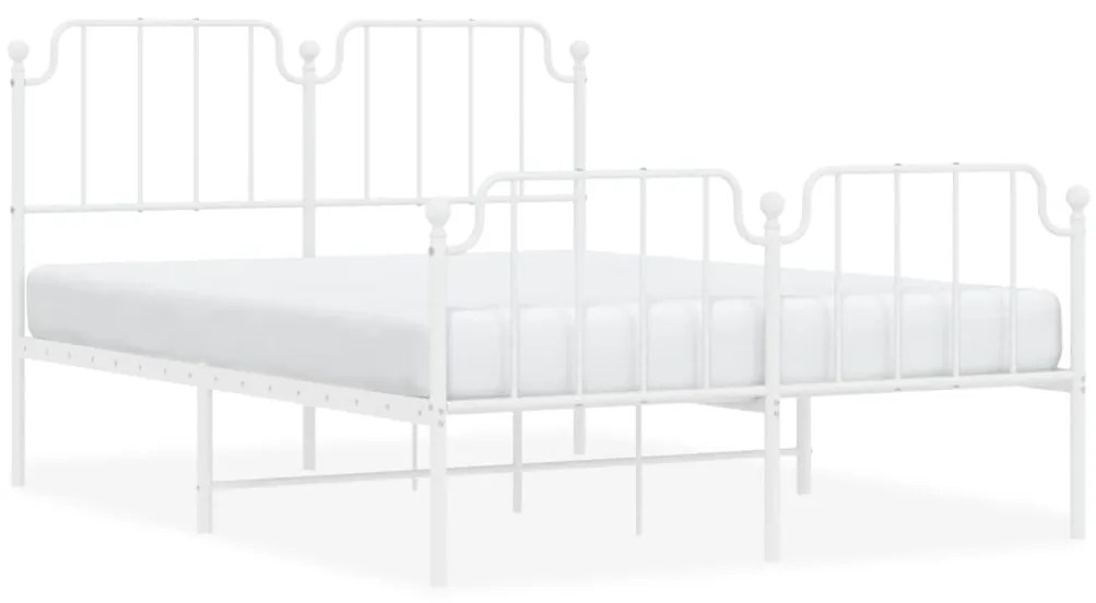 373955 vidaXL Cadru pat metalic cu tăblie de cap/picioare , alb, 140x200 cm