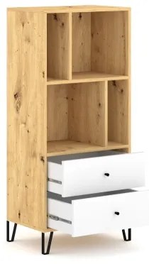 Comodă SULA, stejar artisan/alb