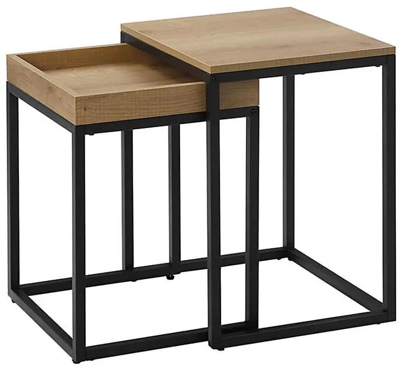 Set de 2 măsuțe laterale ELDUR maro/negru