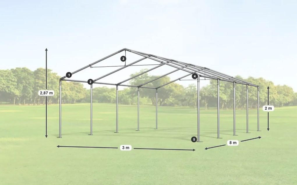 Cort de petrecere 3x8x2m Comfort PE 240g cu plasă împotriva insectelor Summer
