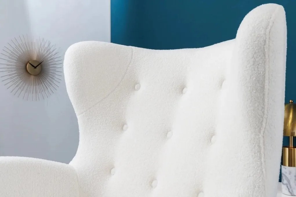 Fotoliu Clasic, Tesatura Boucle, Alb, Don A-45970 VC