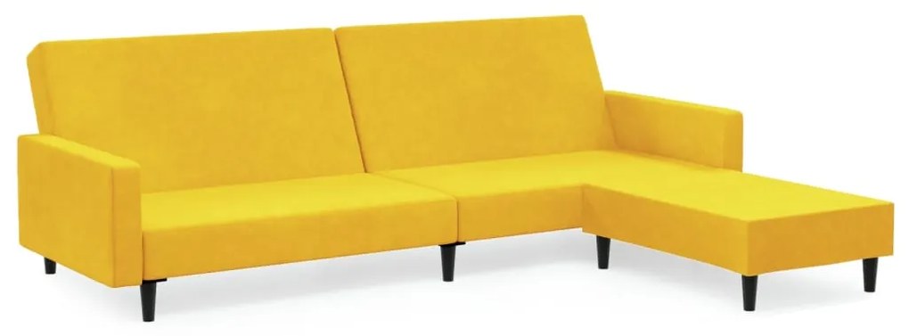 3080508 vidaXL Canapea extensibilă cu taburet, cu 2 locuri, galben, catifea