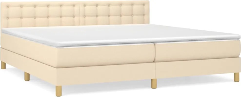 vidaXL Pat box spring cu saltea, crem, 200x200 cm, textil