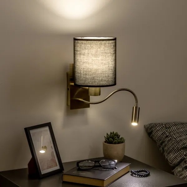 Lampă LED de perete Brilagi NUBILA 1xE27/25W/230V + LED/3W alamă/negru