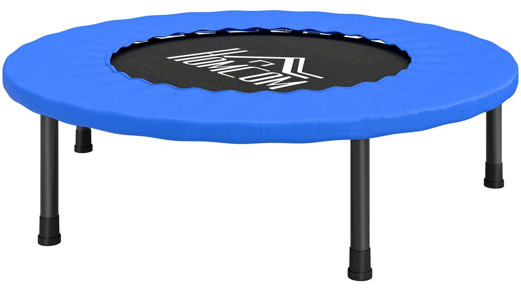 HOMCOM Trambulină Fitness Ø81 cm, Trambulină din Oțel cu Protecție de Margine și 28 de Arcuri pentru Exerciții în Interior și Exterior, Suportă 100 kg, 81x81x22,5 cm, Negru și Albastru | Aosom Romania