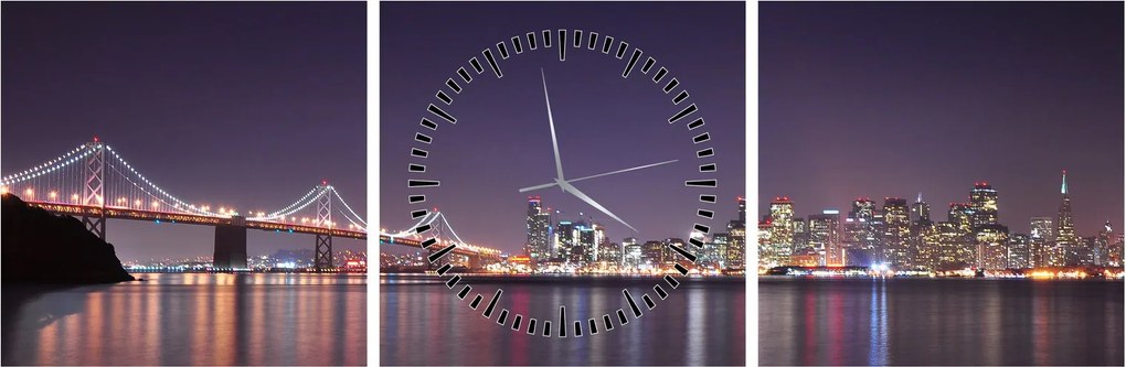Tablou cu privirea spre San Francisco, California (cu ceas) (90x30 cm)