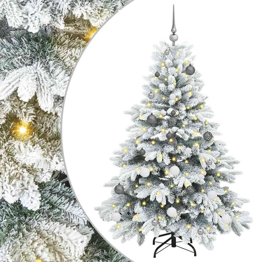 vidaXL Brad de Crăciun artificial cu 150 LED Alb 150 cm PE și PVC