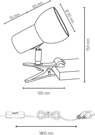 Lampă cu clemă SVENDA Spot-Light 2224174WKC 1xE27/60W/230V