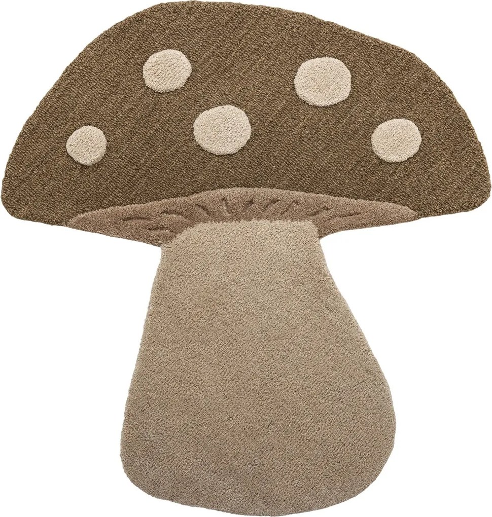 Covor pentru copii din lână, maro, în formă de ciupercă cu buline, „Mushroom", 90 x 85 cm