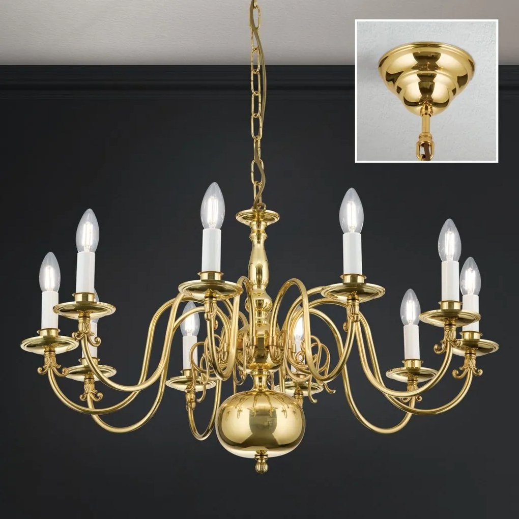 Candelabru 10 brate design clasic FLAMISCH, alama lucioasa