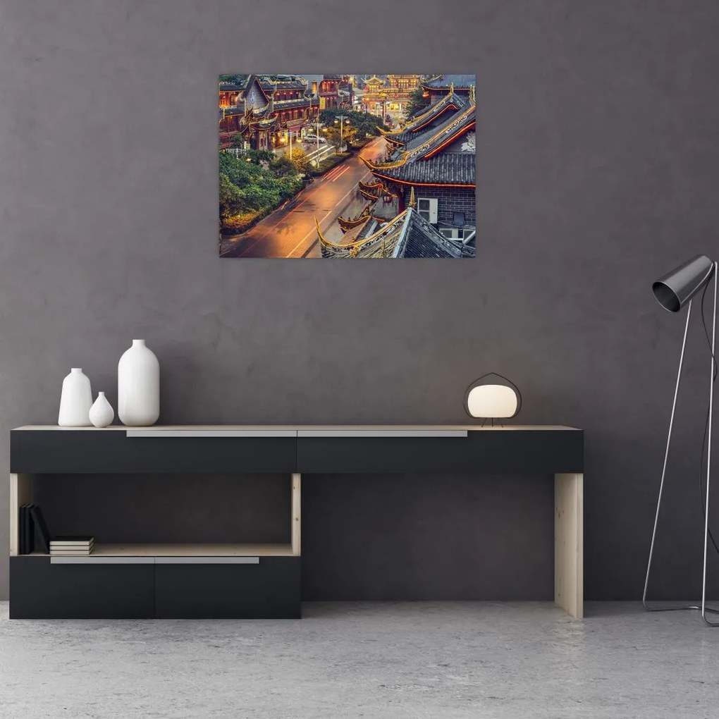 Tablou pe sticlă - Qintai Road, Chengdu, China (70x50 cm)