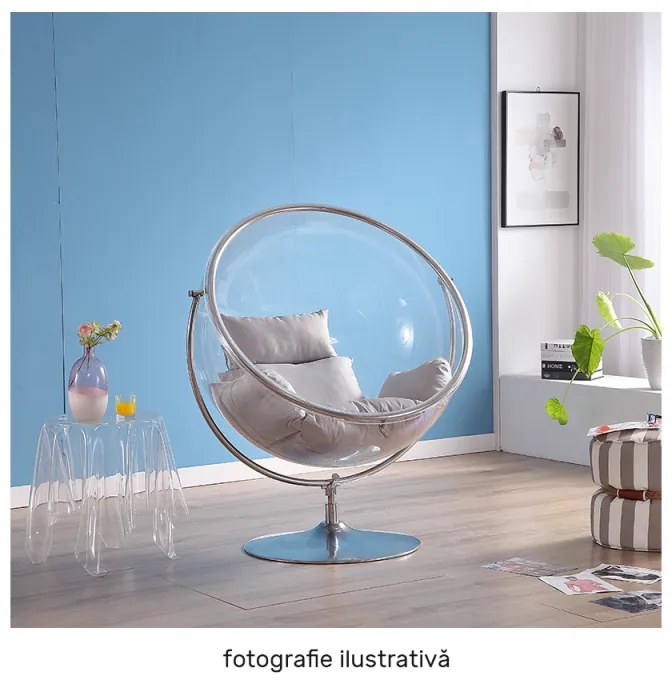 Fotoliu Rotativ cu Pernă BUBBLE NEW TIP 2 Transparent/Auriu