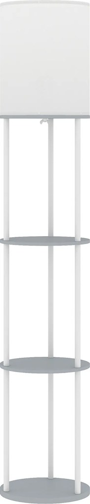 HOMCOM Lampă de podea cu polițe, 3 temperaturi de culoare, telecomandă, pentru living dormitor birou gri | Aosom Romania