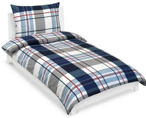 Bellatex Lenjerie de pat din bumbac Kostkaalbastru, gri, 140 x 200 cm, 70 x 90 cm