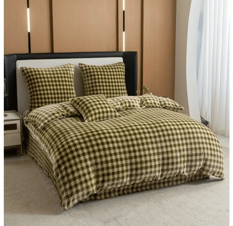 Lenjerie cocolino KELVIO verde Dimensiune lenjerie de pat: 2 buc 70 x 90 cm | 200 x 220 cm