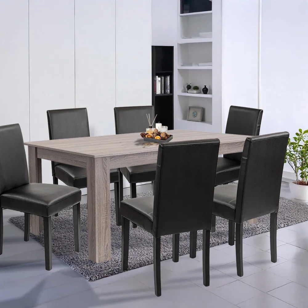 Set de masă Leon 6+1 stejar York-negru