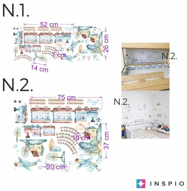 INSPIO Tapet autoadeziv pentru perete - Tren și avioane