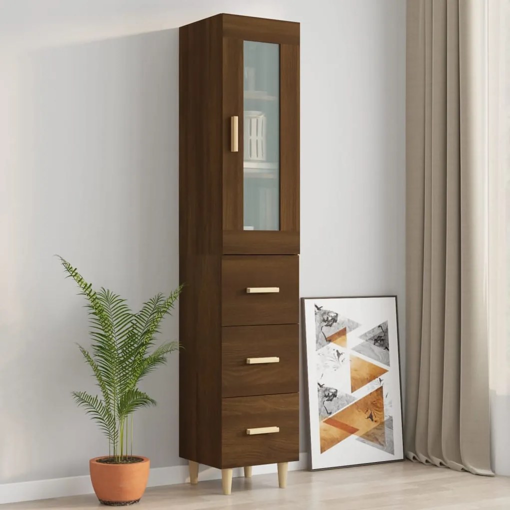 3115363 vidaXL Dulap înalt, stejar maro, 34,5x34x180 cm, lemn prelucrat