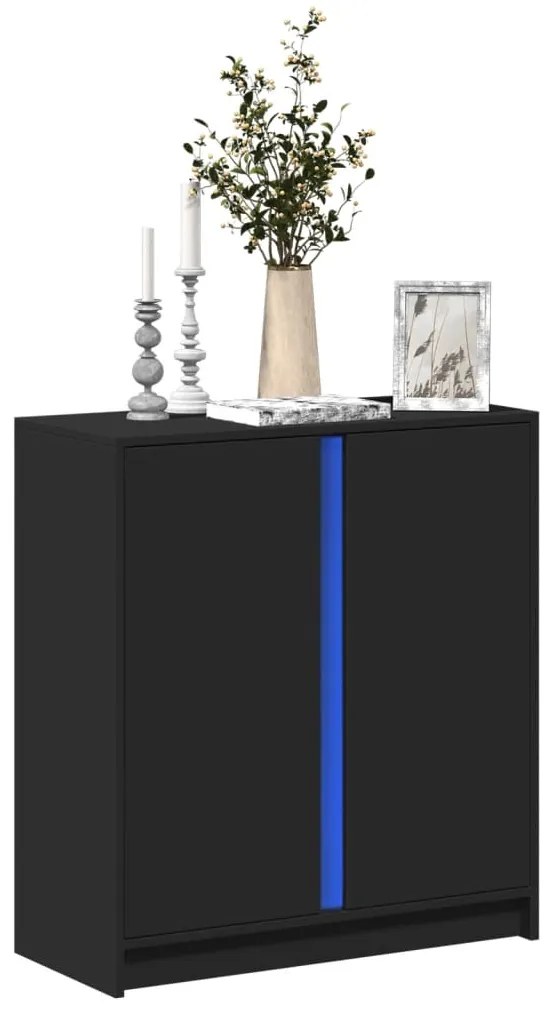 vidaXL Dulap cu LED, negru, 77x34x85 cm, lemn prelucrat