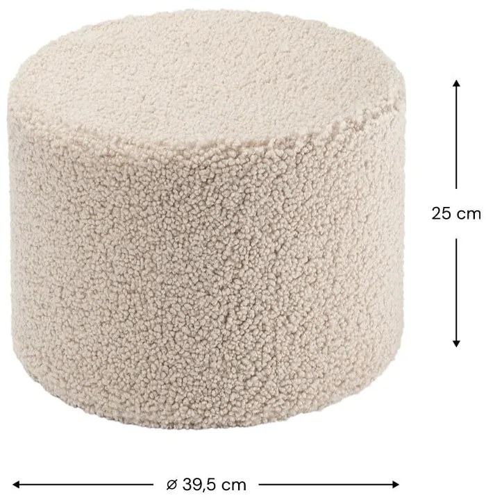 Puf de copii maro deschis cu tapițerie din țesătură bouclé – Wigiwama