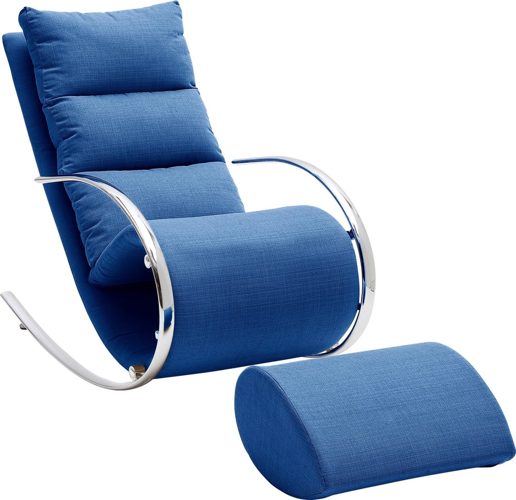 Fotoliu relaxare + hocker York albastru 67/111/102 cm