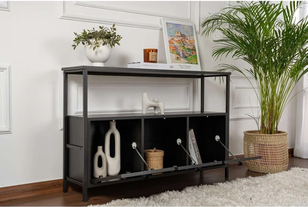 Masă consolă neagră cu aspect mat 29,5x120 cm Solace – Kalune Design