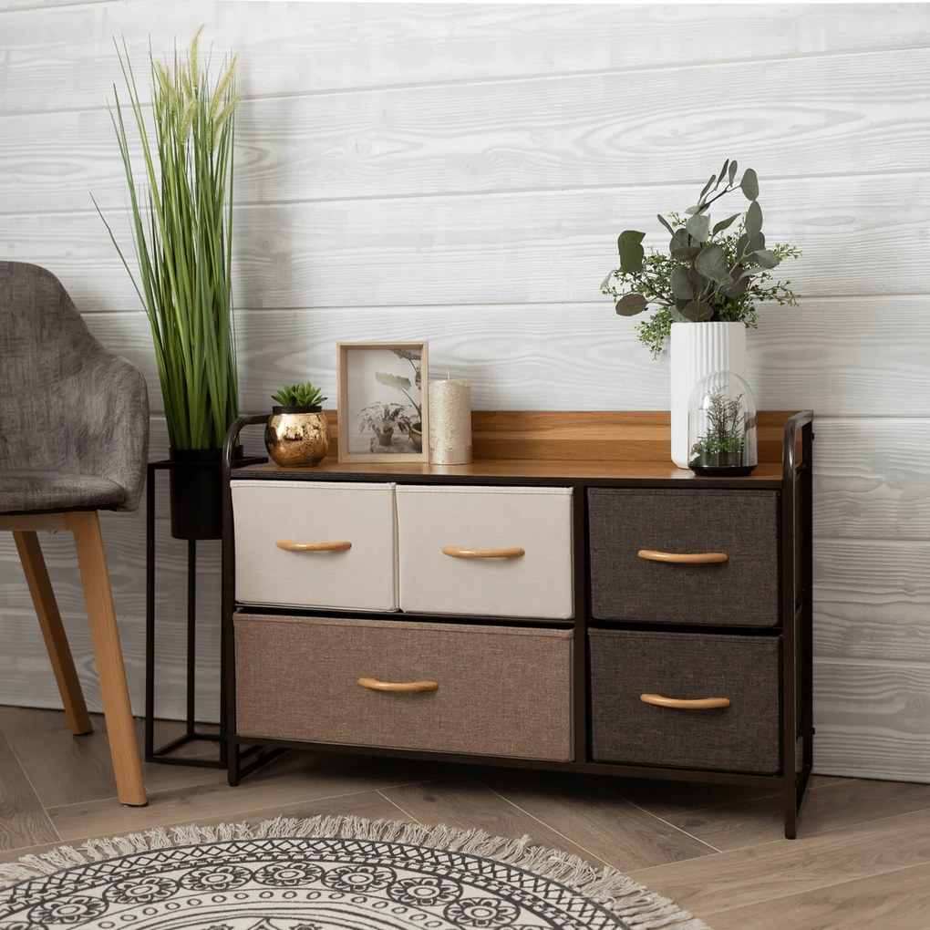 Comoda cu sertare din material textil HAZEL TIP 4,maro, S